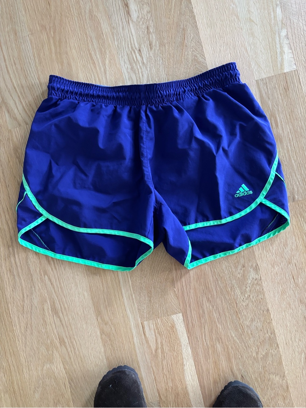 adidas Purple Athletic Shorts with Neon Green Trim